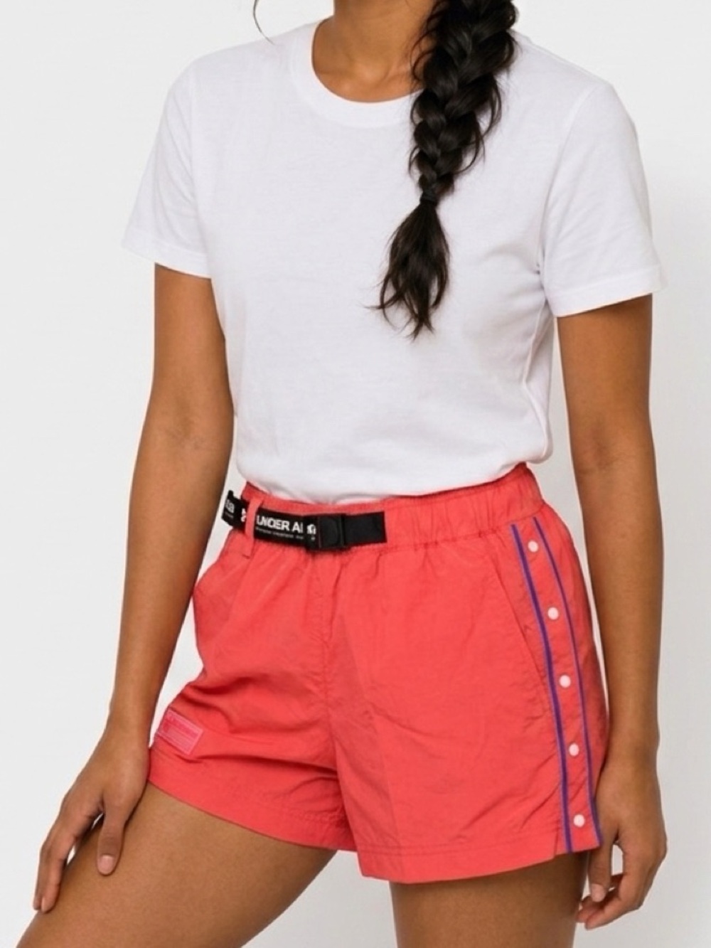 Under Armour Women's Coral Athletic Shorts with Logo Belt